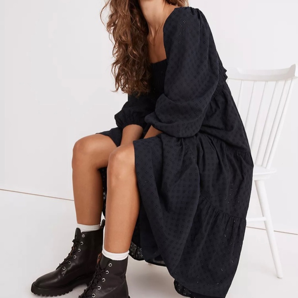 NWT Madewell Lucie Cutout Back Midi Dress Navy Small